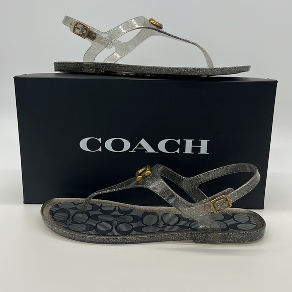 Coach Shoes - Coach NWB Natalee Jelly Slingback Thong Sandals Silver